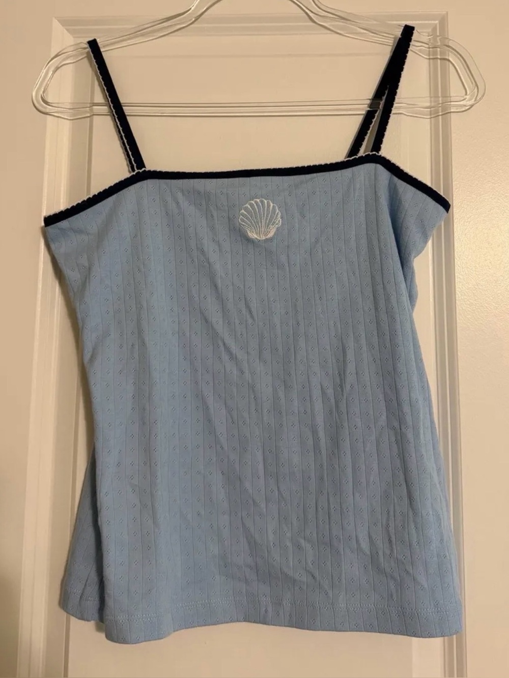 Free People Light Blue Shell-Embroidered Women's Cami Top